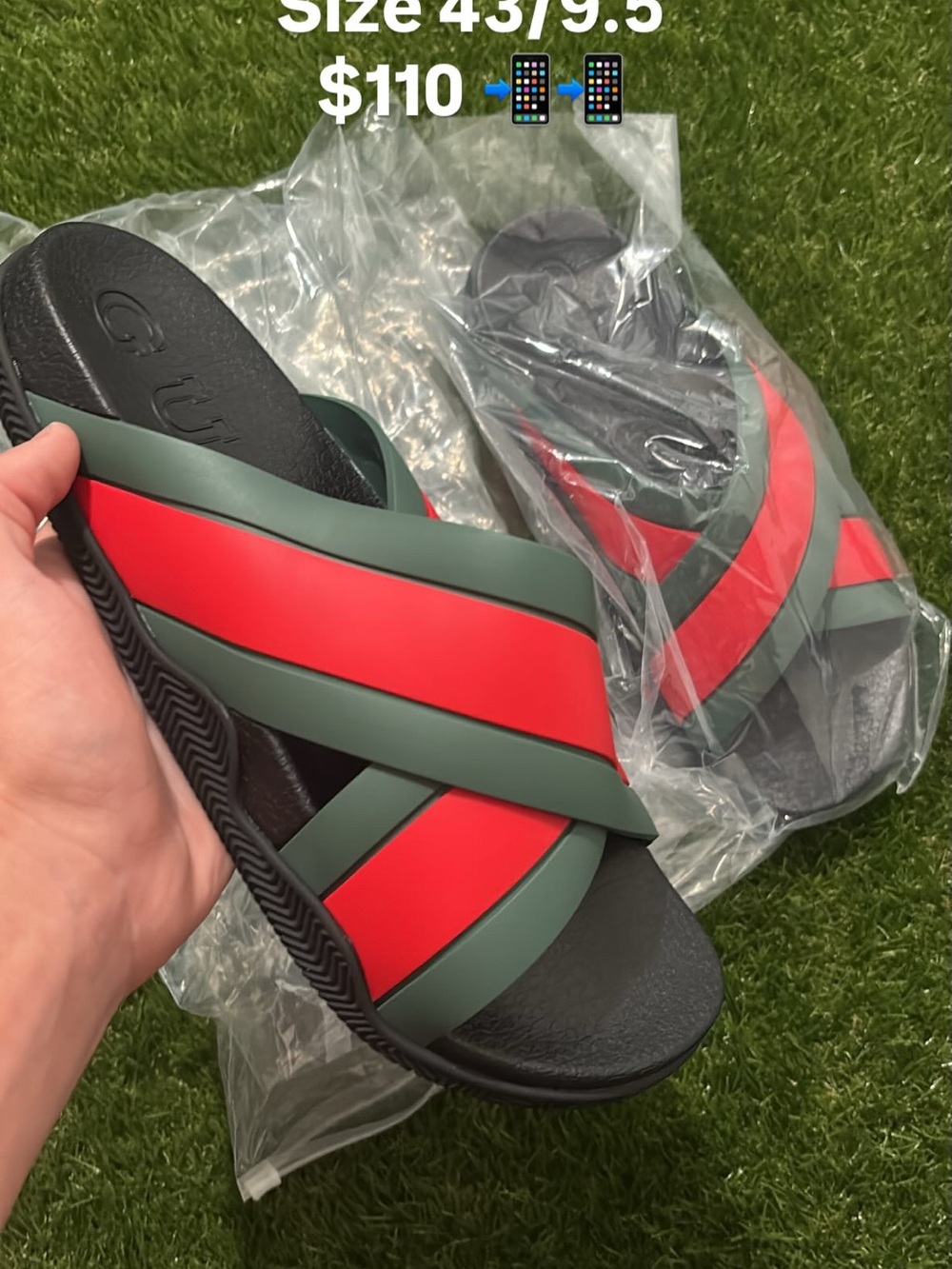 Gucci Red & Green Cross-Strap Men's Slide Sandals
